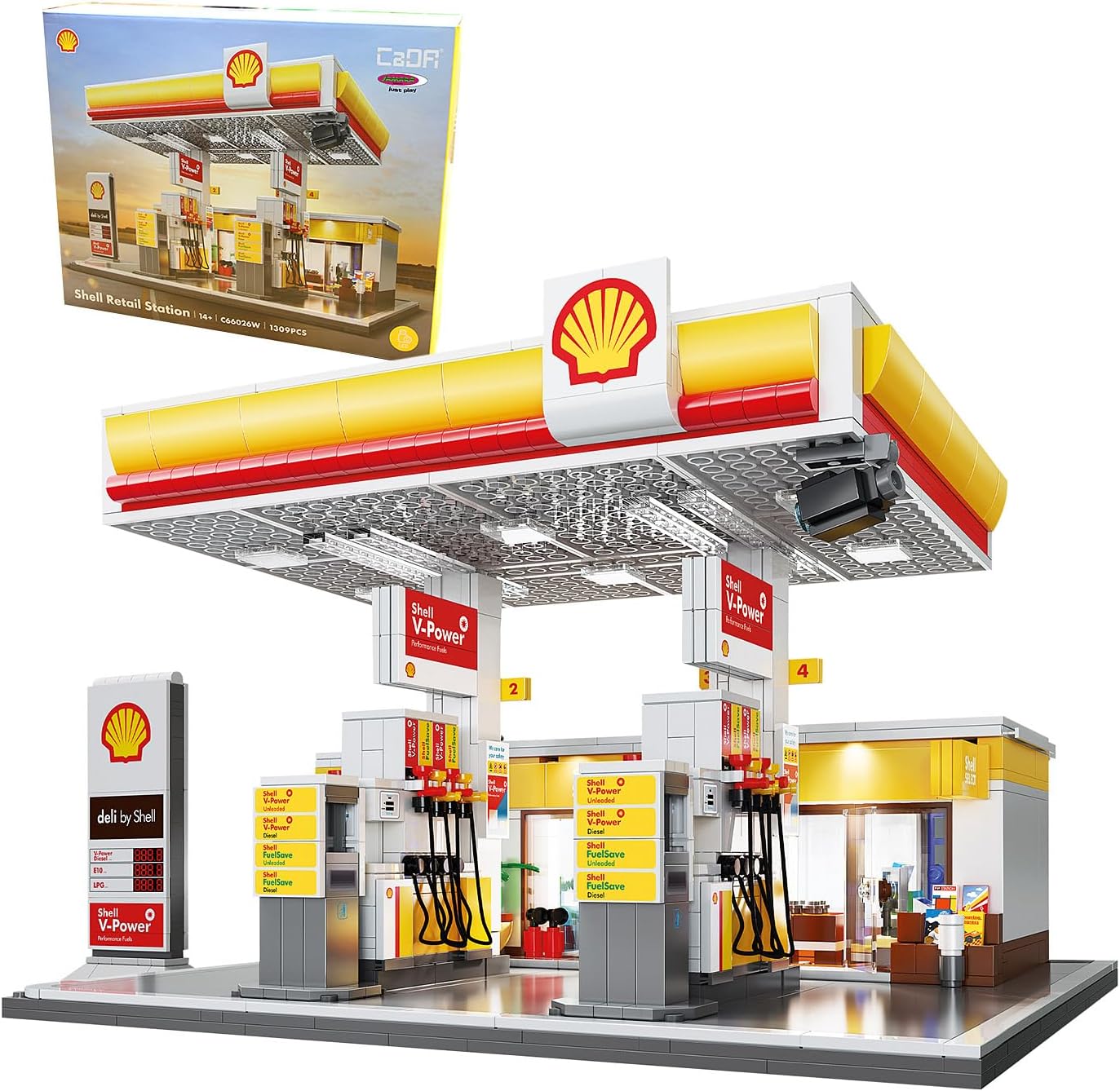 CADA Shell Gas Station Building Set with packaging