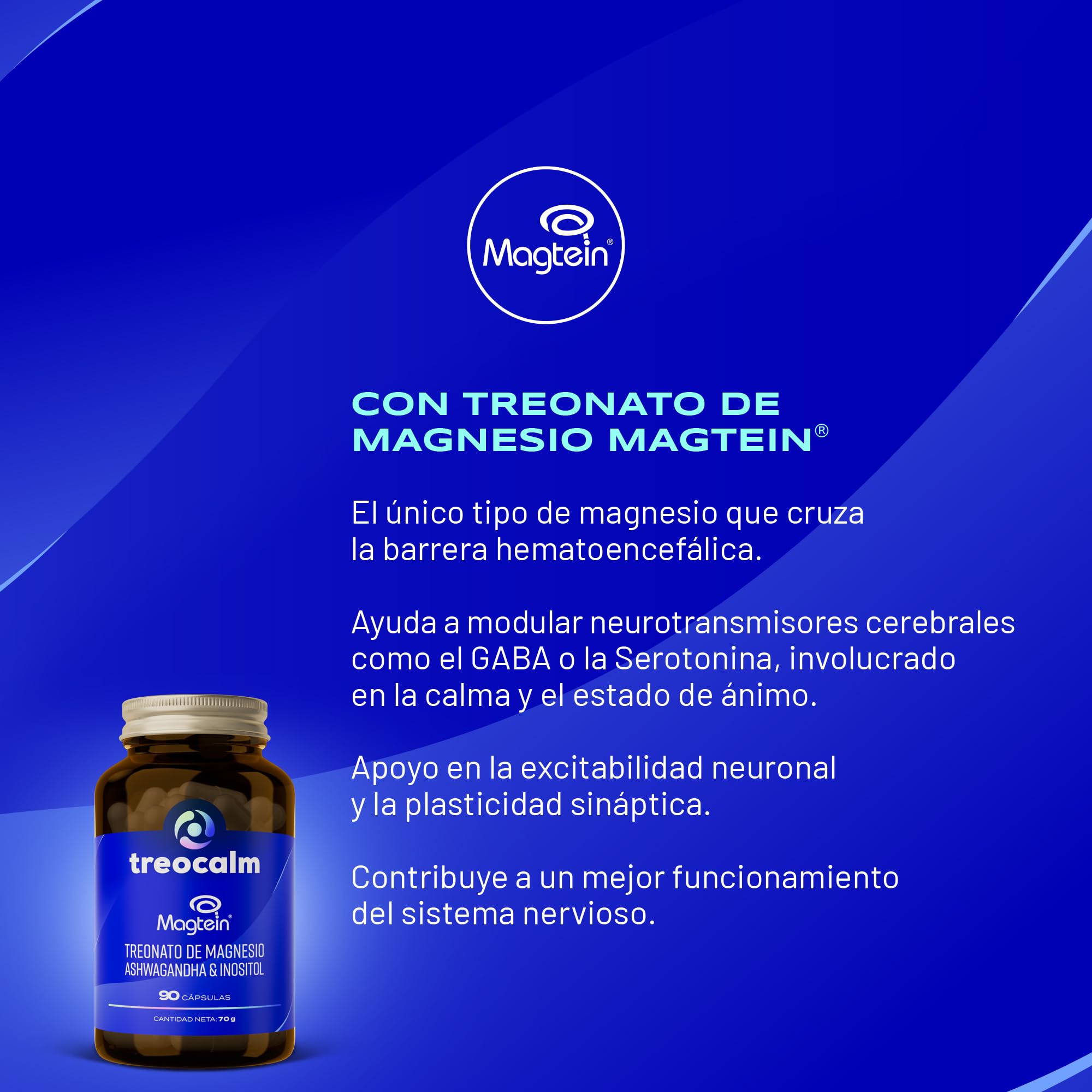 Treonato de Magnesio Magtein® 1500 mg, con Ashwagandha concentrada a 10 mg de Withanólidos e Inositol 900 mg – Fórmula para el bienestar mental y el equilibrio diario – 90 Cápsulas sin aditivos
