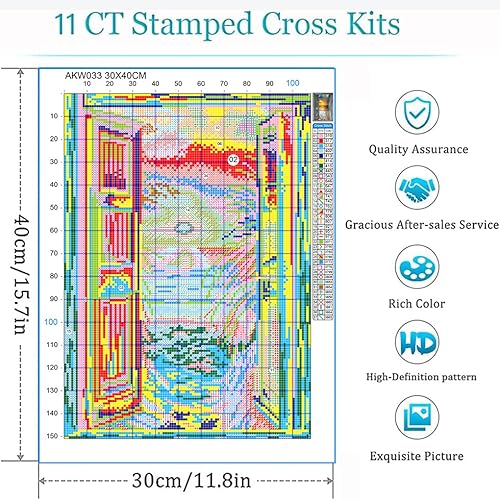 Miniatura 4 de Eiazuiks Kit de estampado de punto de cruz, kit de punto de cruz para contar mariposas para adultos principiantes, línea completa, kit de costura de