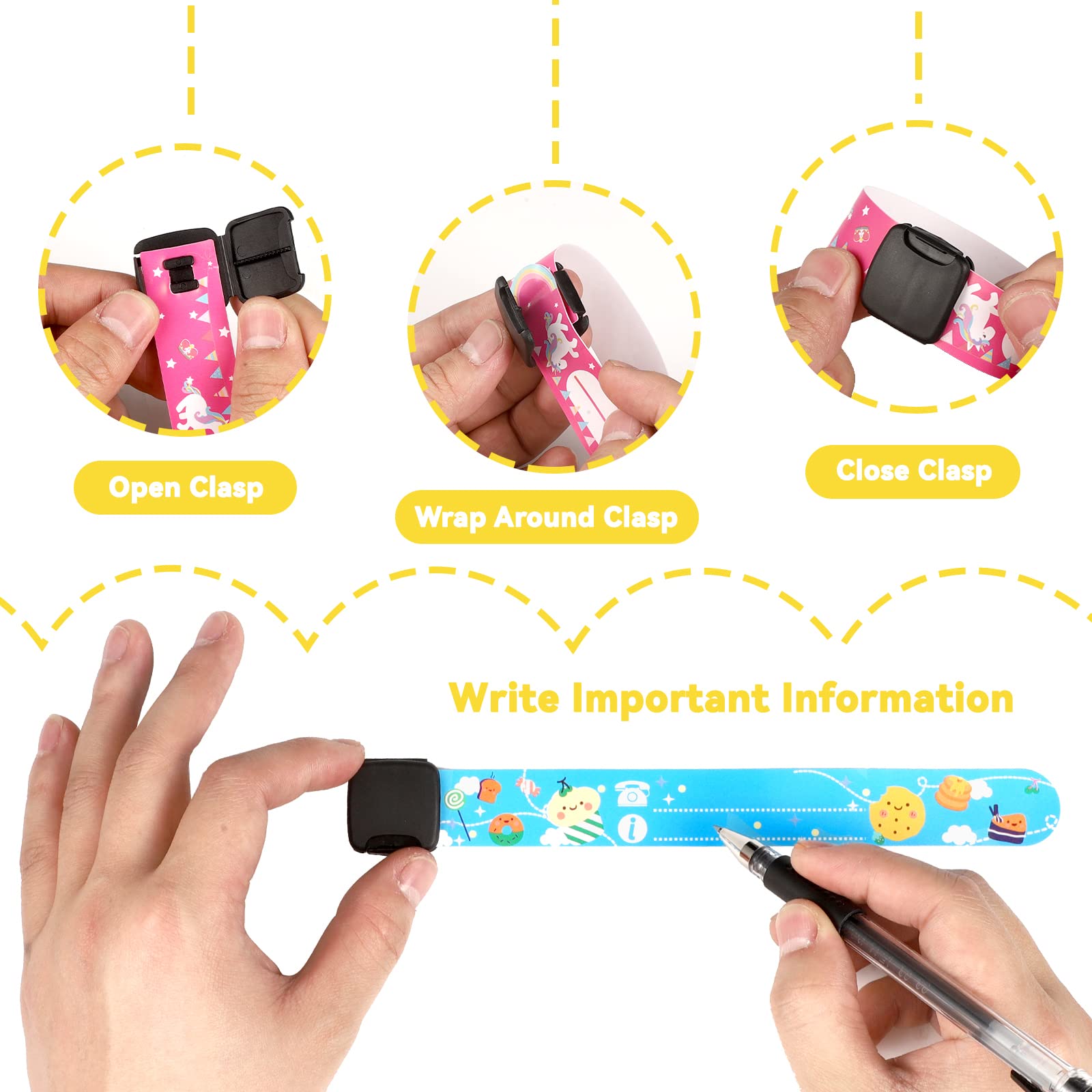 14 Pieces Safety ID Wristband, Reusable