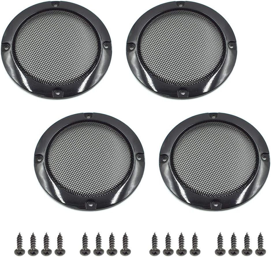 HONJIE 3 Inch Speaker Grill Cover Metal Mesh Round Speaker Grill Guard Protector Black Color with Screws-4pcs : Electronics