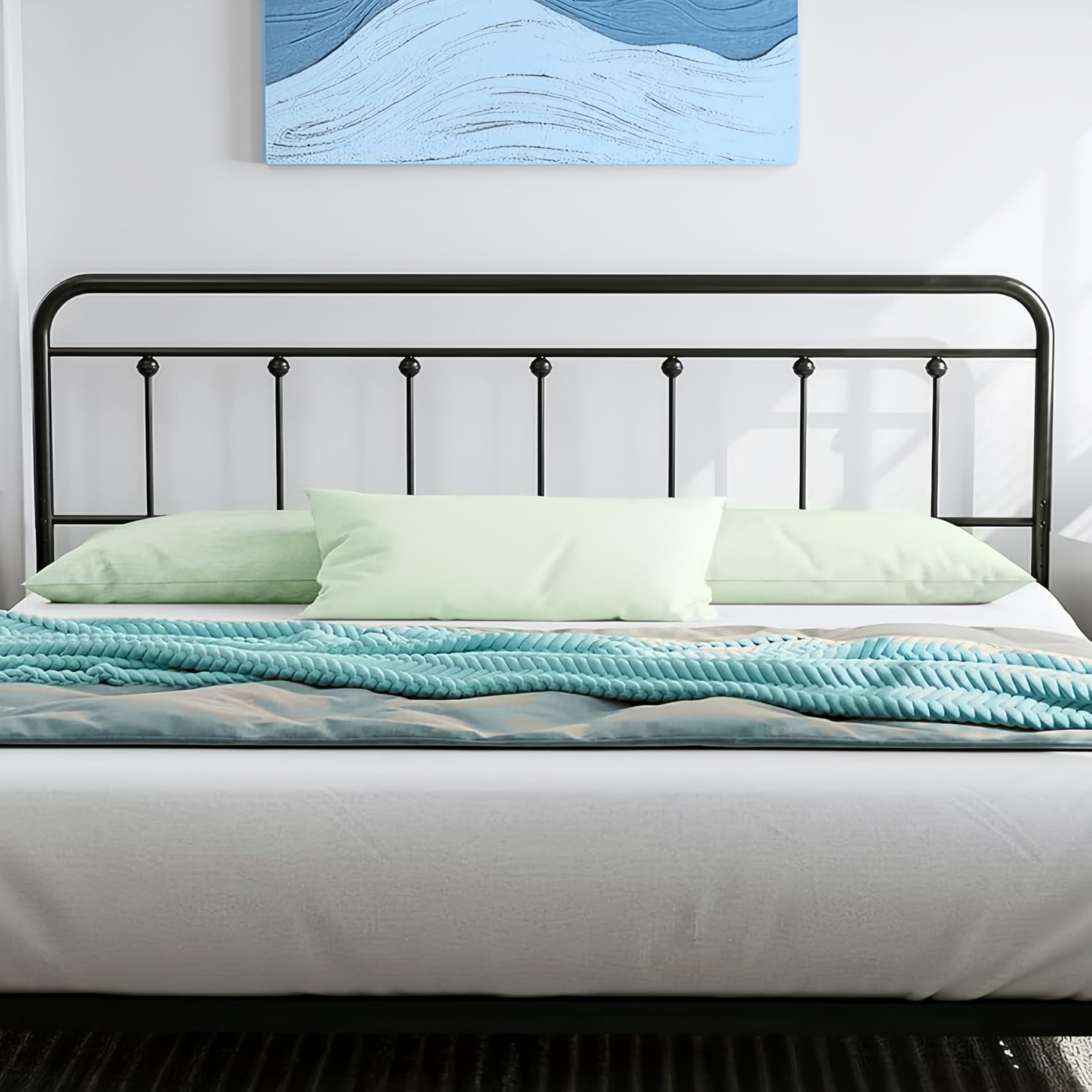 SIKHST California King Size Metal Headboard, Adjustable Height, Farmhouse Victorian Style,Headboard Only for Bedroom Black