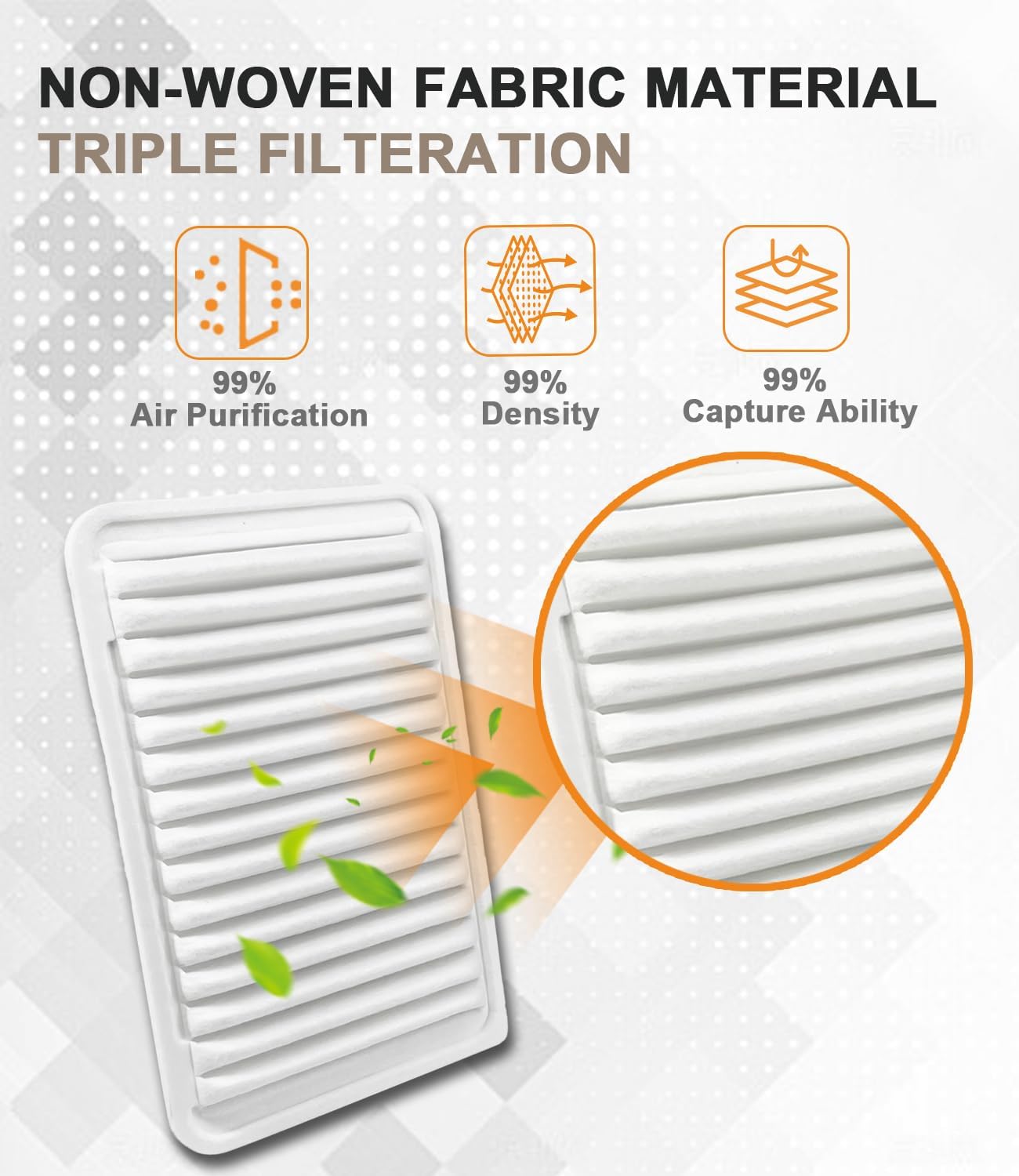 CA10171 Engine Air Filter, Replacement for Camry Gas L4 2.5L 2010-2017 Camry Gas L4 2.4L 2007-2009 Venza Gas L4 2.7L 2009-2016, Provides Up to 12 Months/12,000 Miles Filter Protection (EAF201002)