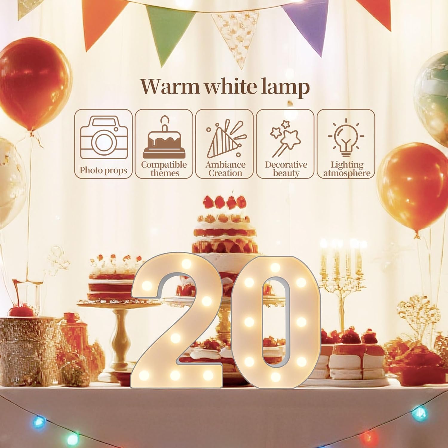 LED Marquee Light Up Numbers Sign - Lighted Birthday Numbers Sign for 50th Birthday Party Decoration, Bar Wall, Home, Table Room, Wedding and Christmas Decorations, Number 50 - Image 4