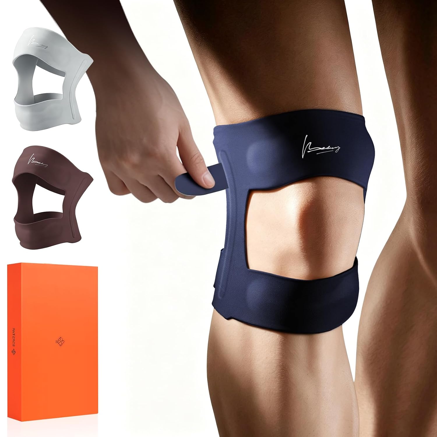 Knee Brace for Women & Men, Ultra-Thin Lightweight, Breathable Adjustable Knee Support with Silicone Patella Pad, Side Stabilizers & Non-Slip Fit for Running, Hiking, Cycling, Sports, Navy Blue