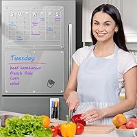Vista 6 de Conjunto de 2 pizarras magnéticas de acrílico para nevera, calendario de borrado en seco, 16.5"x12" pulgadas, calendario de borrado en seco