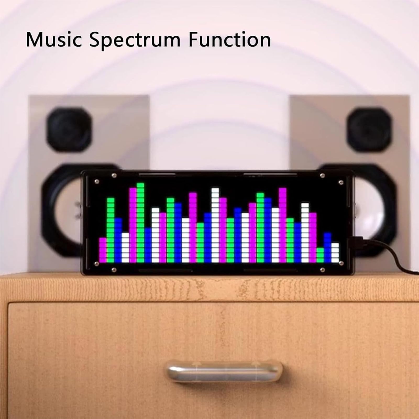 Analizador digital de espectro de audio, indicador de espectro musical con 8 efectos de visualización, 8 ajustes de brillo, 4 modos de tiempo, sensibilidad ajustable para uso doméstico y coche