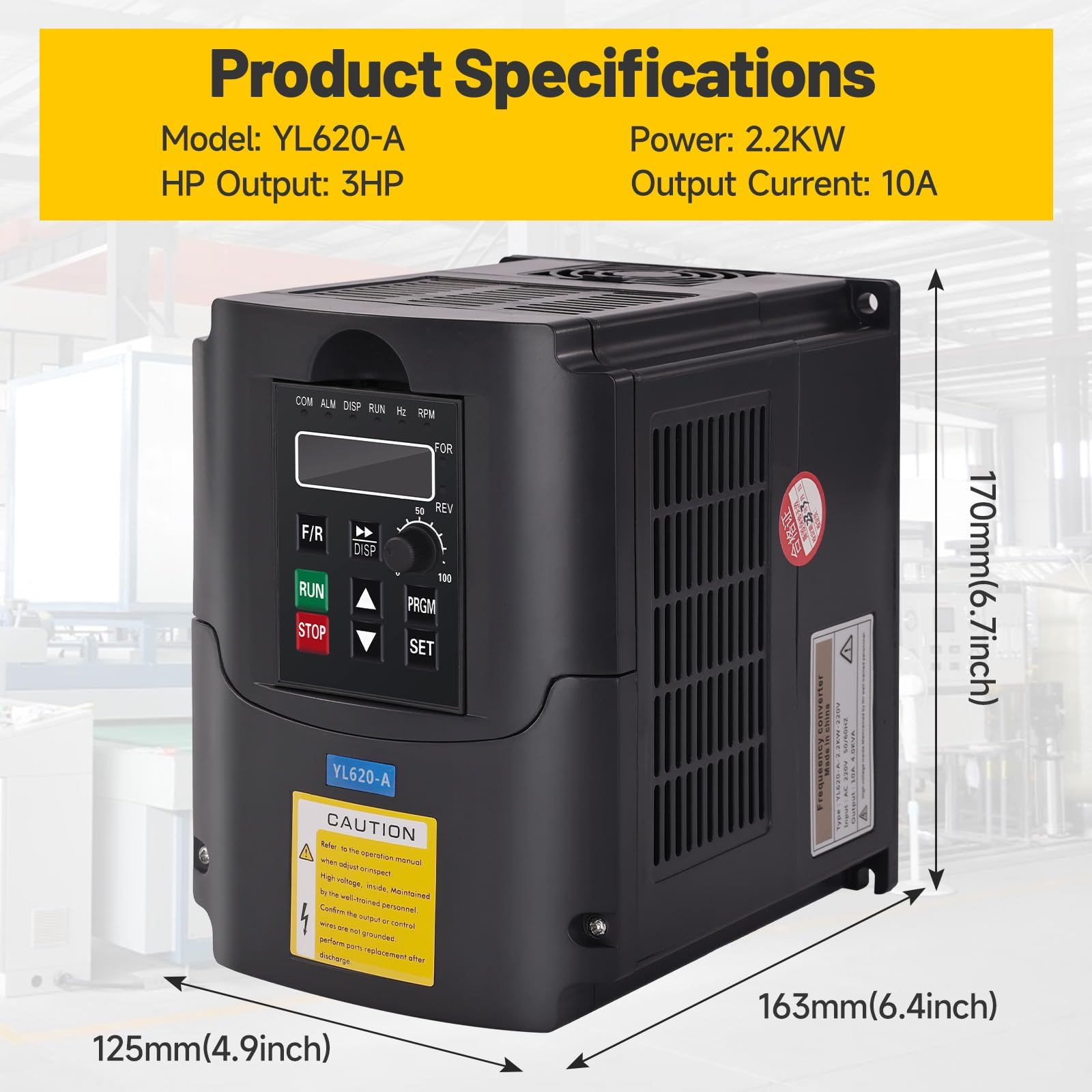 Yofuly VFD Frequenzumrichter Controller 220 V 2,2KW 3 PS Variable VFD Drehzahlregler Wechselstrommotor CNC VFD Umwandler für Motordrehzahlregelwelle YL-Serie (2,2KW, 220 V)