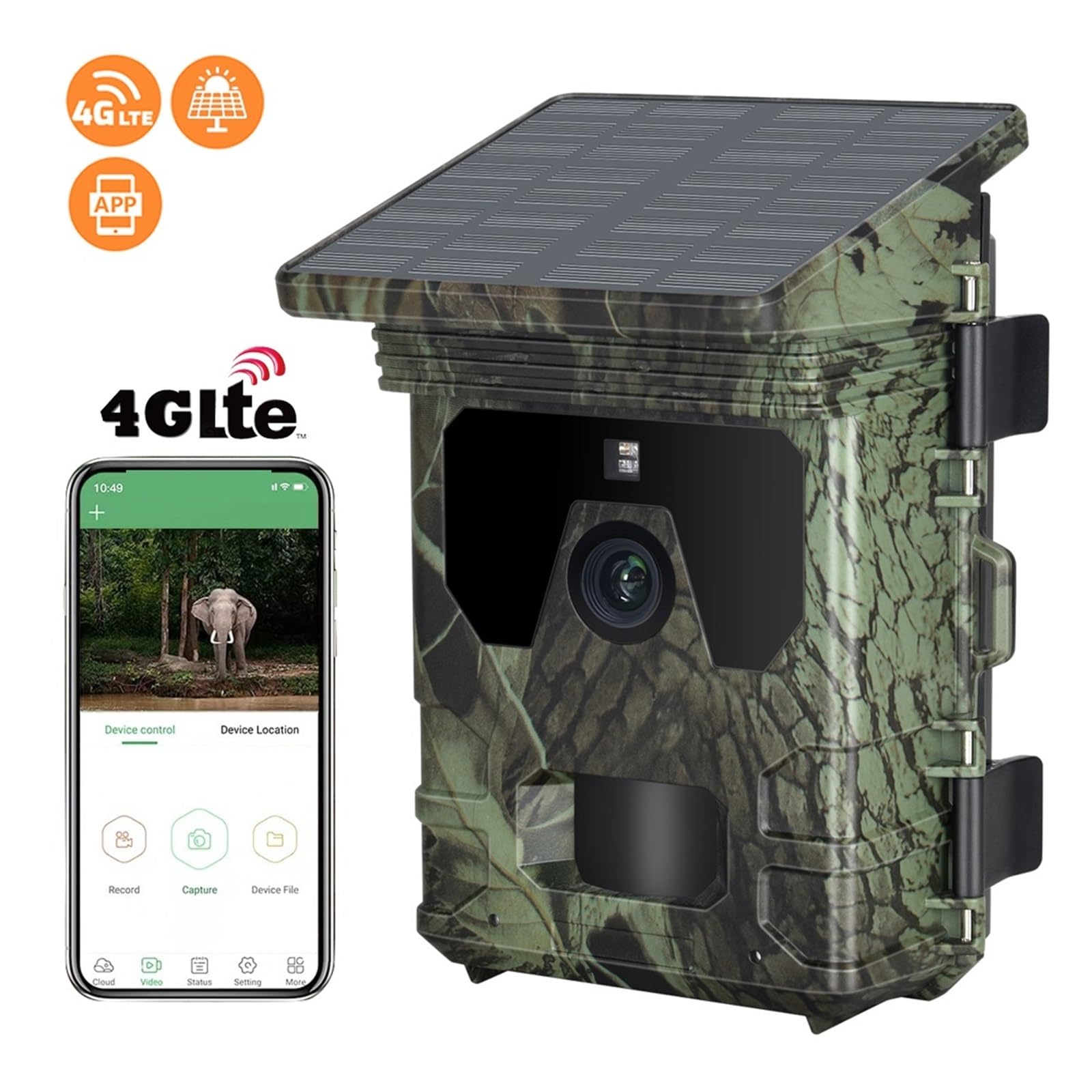 Cámara de Vida Silvestre Control Remoto Inalámbrico De La Cámara Al Aire Libre Solar 4G De La Cámara Impermeable del Rastro De La Vida Silvestre De La Visión Nocturna del IR De La Caza