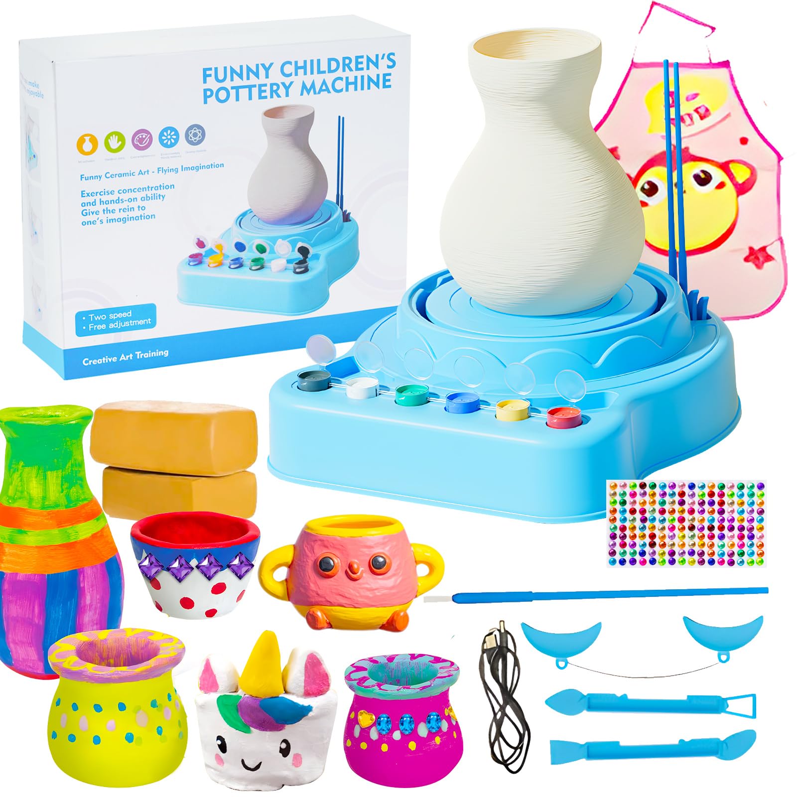 MOMJOYPottery Wheel Toys for Ages 8-13, Pottery Wheel for Kids and Adults - Arts and Crafts for Kids Ages 8-12,Pottery Wheel Kit for Beginners,Birthday Gift for Boys and Girls