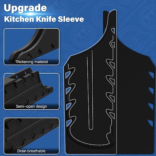 Miniatura 6 de Authentic XYJ Since 1986, 2 fundas largas para cuchillos con soportes, cubierta de hoja de cuchillo de chef, fundas para cuchillos de cocina,