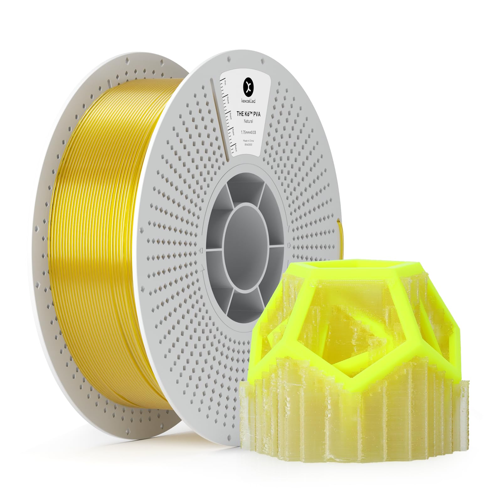 kexcelled PVA Wasserlösliches Filament, Naturfarben 1,75 mm +/- 0,03mm 1kg | Verwendet als Stützmaterial, Kompatibel mit PLA, PETG, ABS, Reusable Spule, für 3D Druck Komplexe Modelle