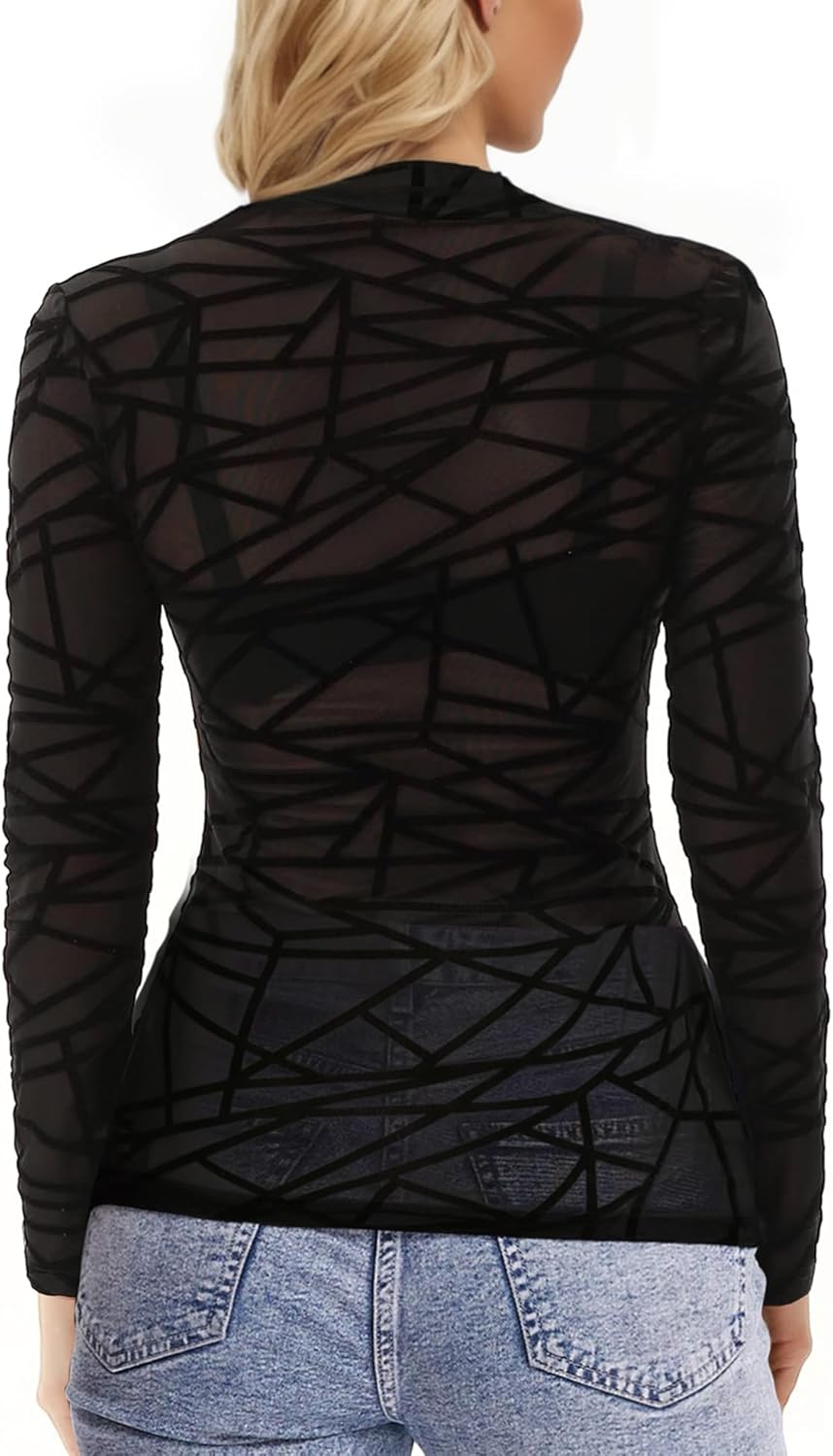 Buauty Sheer Tops for Women,Mesh Fishnet Tops Plus Size,Stylish and Sensational Mesh Blouses for Fashion-Forward Ladies - Image 3