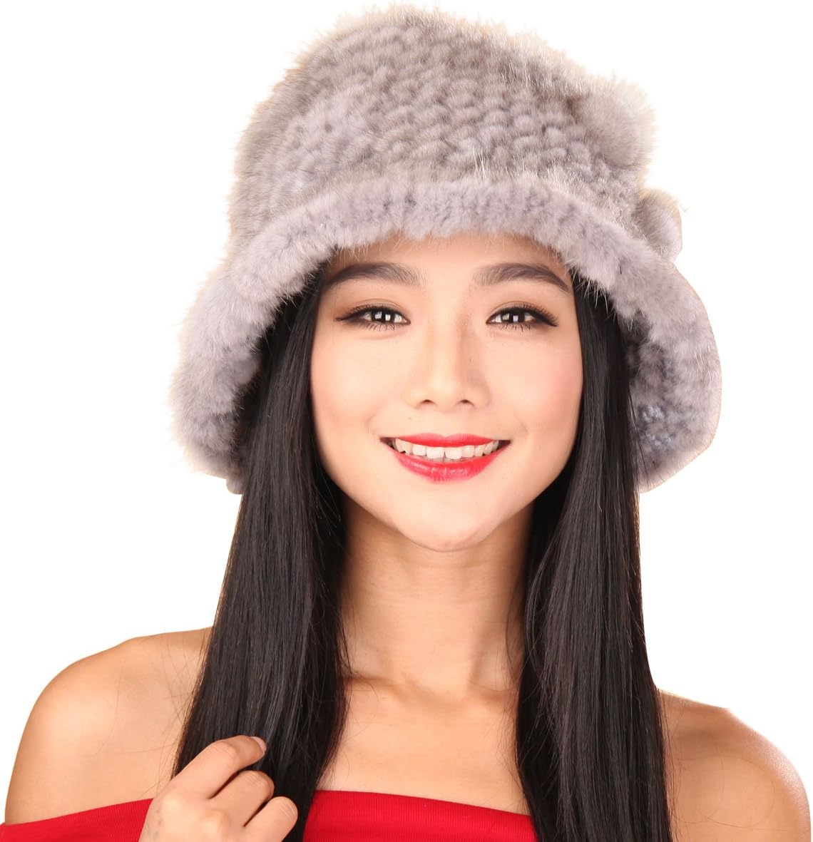 URSFUR Women's Mink Fur Floppy Hats Multicolor