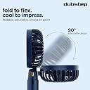 Dubstep Flo-F2 Mini Handheld USB Rechargeable Cooling Fan with Lanyard, LED Digital Display, 5x Speed Mode, 8200 RPM, Aroma Diffuser, Multi-Angle Adjustment (Blue) gallery image