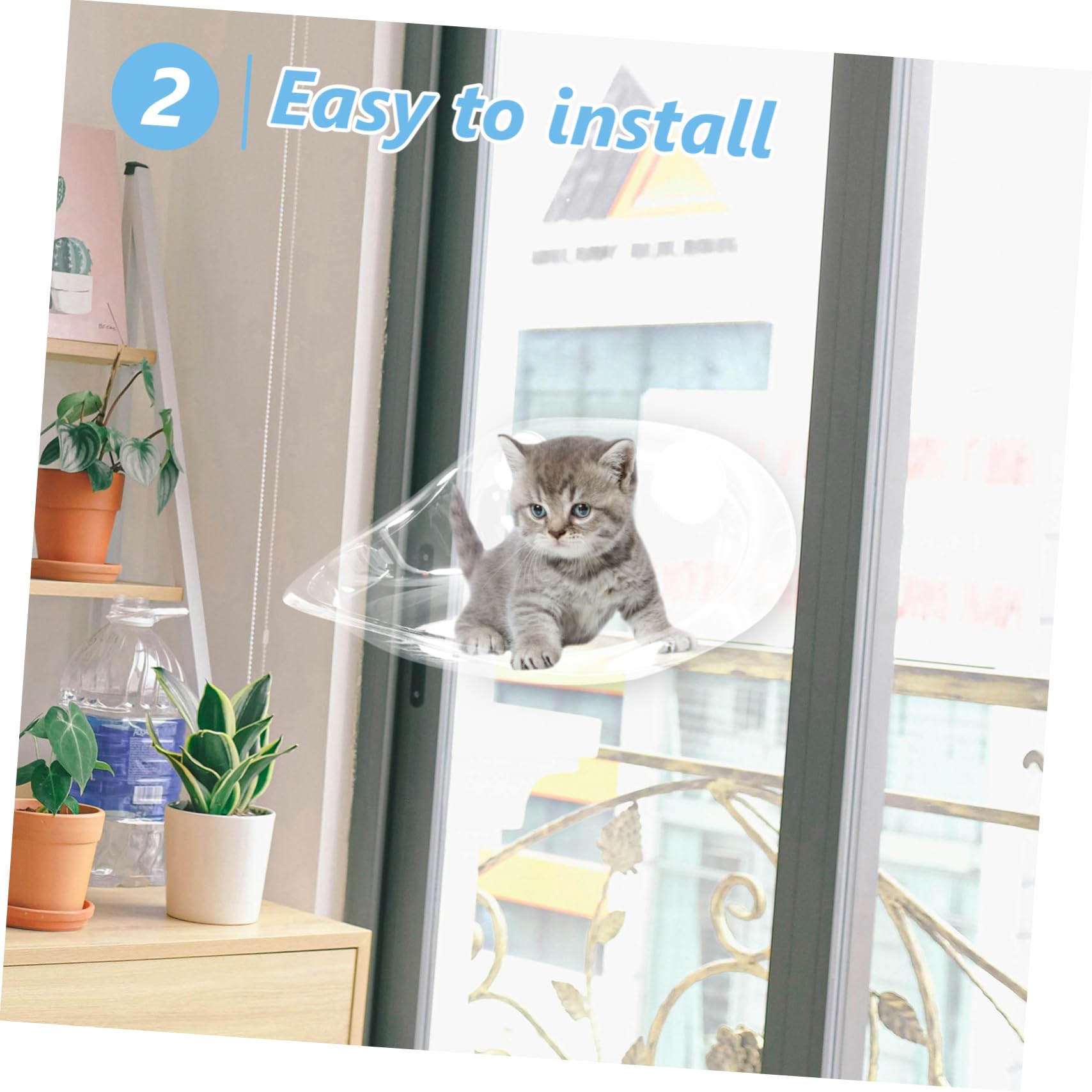 Kisangel Katzenhängematte mit Saugnapf für Fensterbank Stabiles Katzenbett aus As Material Einfacher Aufbau als Schlafplatz im Wohnzimmer oder Schlafzimmer
