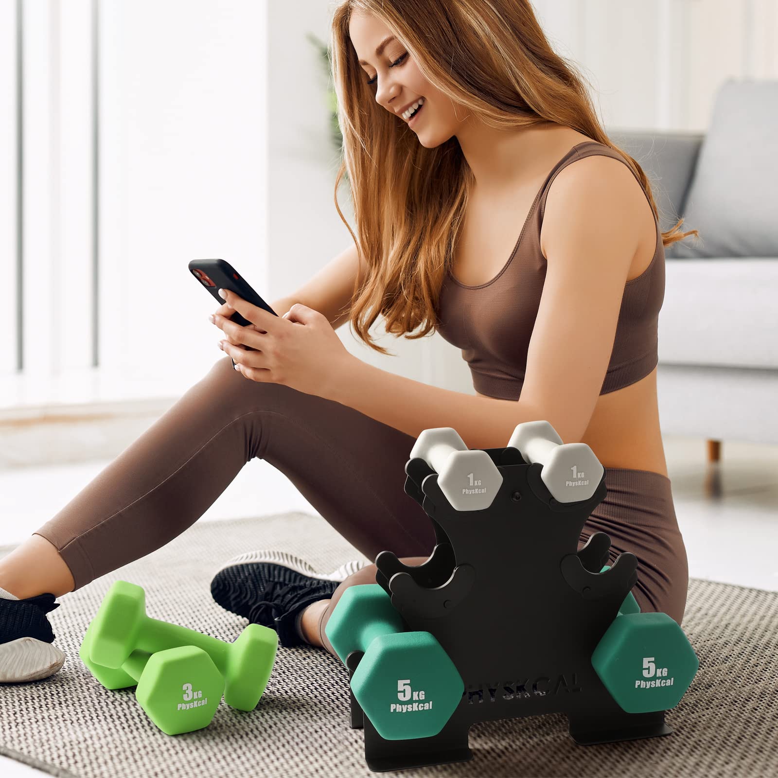 PhysKcal Dubbell Rack Heavy Duty Steel 350kg/400kg Load Bearing, 5-Tier/6-Tier Weights Storage