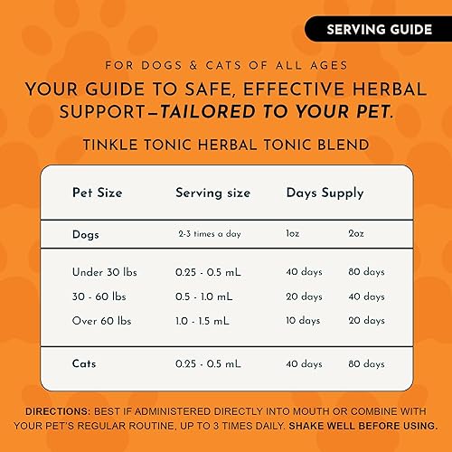 Miniatura 4 de Animal Essentials Tinkle Tonic Fórmula herbaria para un tracto urinario saludable en perros y gatos (varios tamaños), fabricado en los Estados