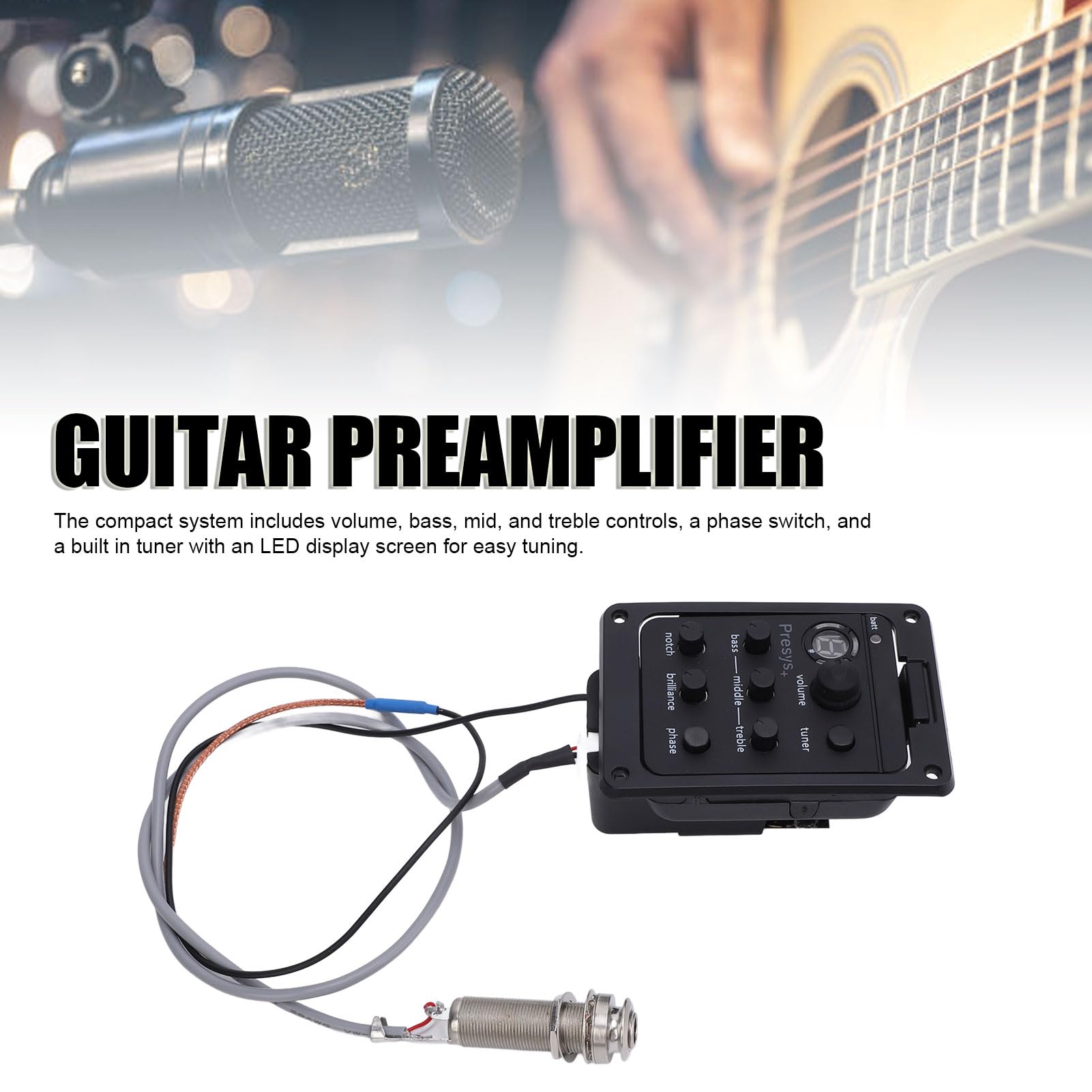 Gitarrenvorverstärker, EQ Equalizer mit Phasenfunktion, Bühnenvorverstärker, LED-Anzeige für Gitarrenspieler, Band und Studio