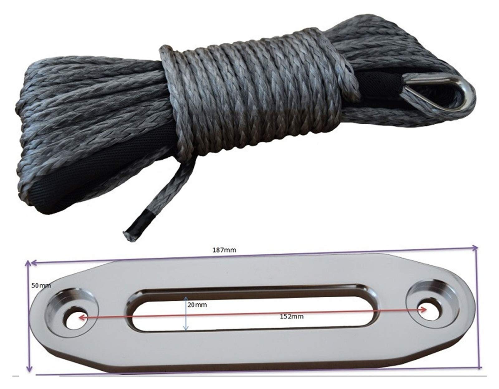 Lina Syntetyczna, Szary 6mm * 15m Liny Winch Dodaj 4500Lbs Aluminiowy Fairlead, Lina syntetyczna, Łódkowa, Plazma