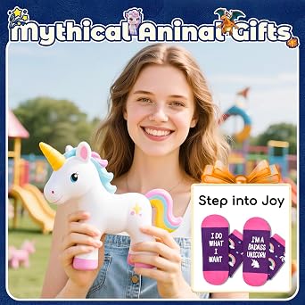 Zmart Unicorn Birthday Gifts for Adults - Unicorn Socks for Teens Adults, with Greeting Card