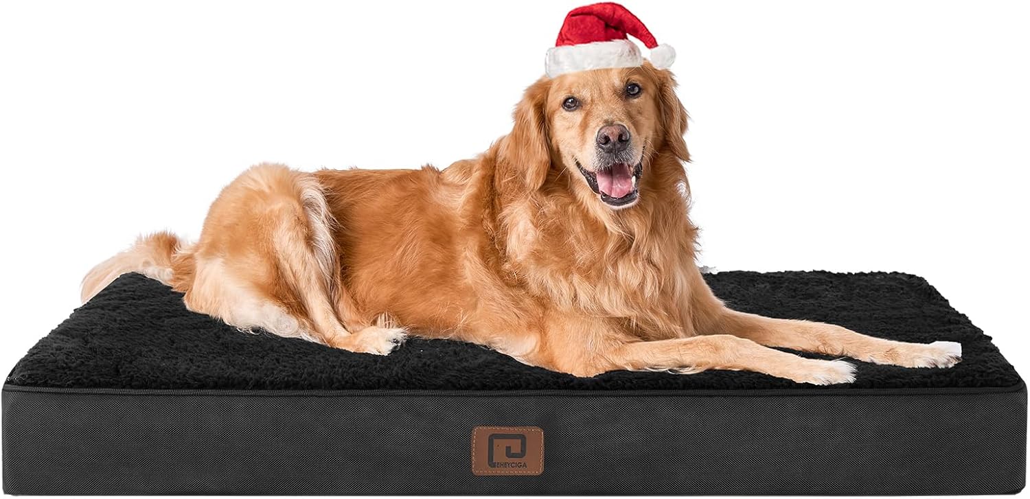 EHEYCIGA Orthopedic XL Dog Beds for Extra Large Dogs with Removable Washable Cover for Crate, Black, 41x27