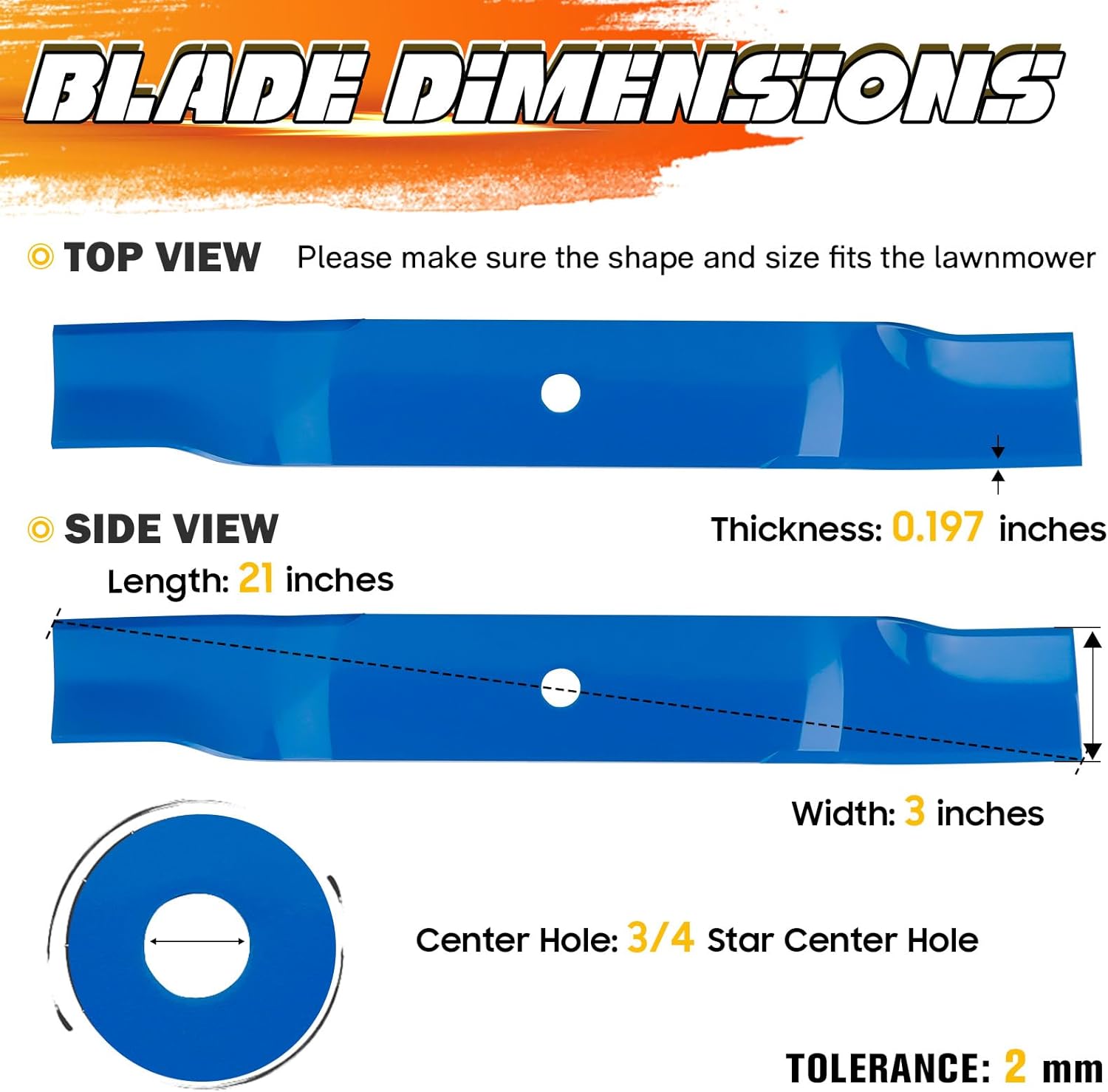 942-04415 60" High Lift Blades for Cub Cadet Tank 60 DS60 M60-CT M60-KH PRO Z 100 Z 500 RECON 60 Z-Force L60 MTD Z8600 60 inch Deck Pro Z/Tank/Z-Force S Zero-Turn Mower 742-04415 01005338, Blue