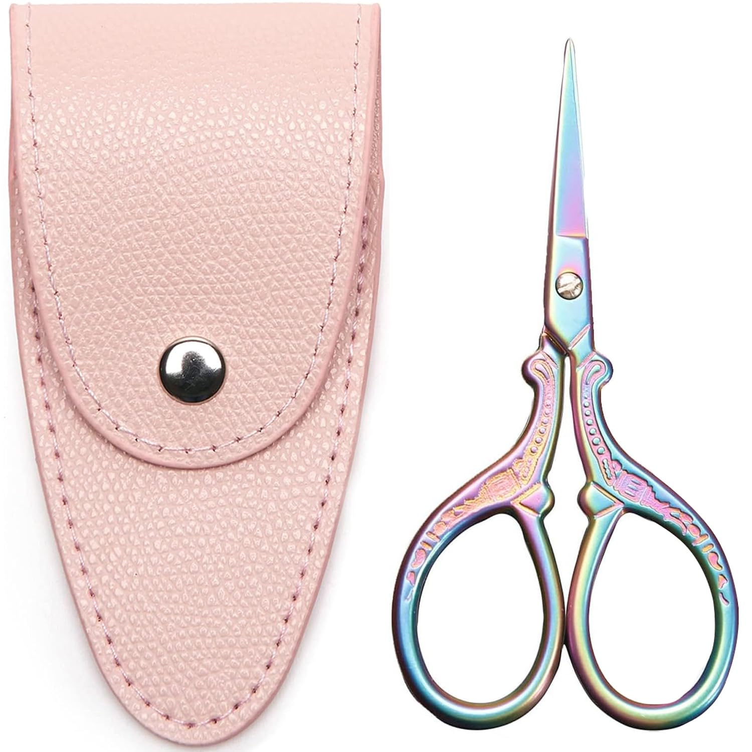 3.6 inch Small Titanium Scissors with Cover, Mini Scissors in a Pouch, All Purpose Everyday Use, Titanium Color