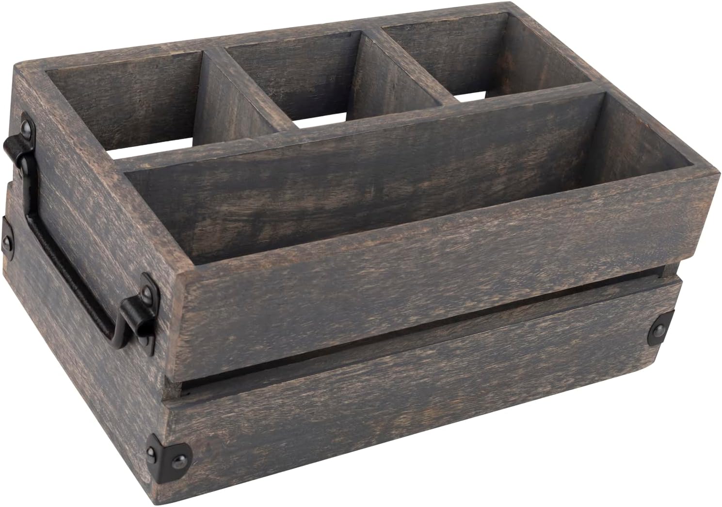 4 Fächer Kreide Holzkiste Aufbewahrungsbox Besteck Caddy Gewürz Topf Halter