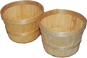 Delectable 1/2 Peck Natural Wooden Bushel Basket Planter