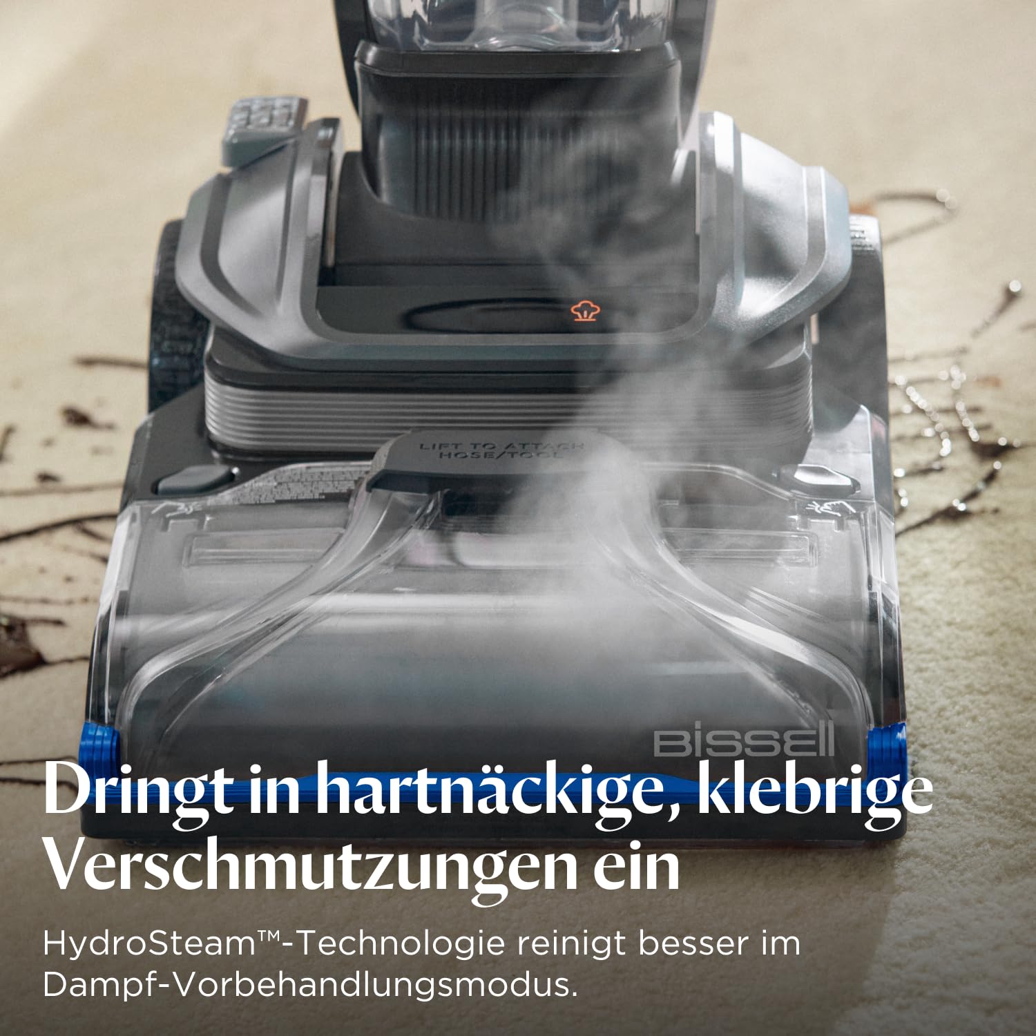 BISSELL Revolution HydroSteam, Teppichreiniger Nasssauger, Teppich Reinigungsgerät für Gründliche Teppichreinigung, Dampfsauger Machine mit HydroSteam Technologie, Leistungsstarker 1300W Motor, 3670N