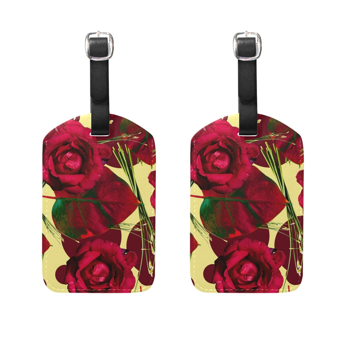 AHOMY Red Rose Luggage Tags Travel ID Bag Tag for Suitcase Set of 2