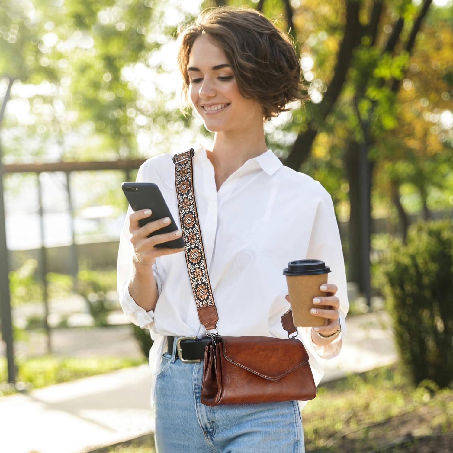 HESHE Leather Crossbody Bags for Women Shoulder Handbags Satchel Purses Lightweight Functional Bags with 2 Adjustable Strap - Image 2