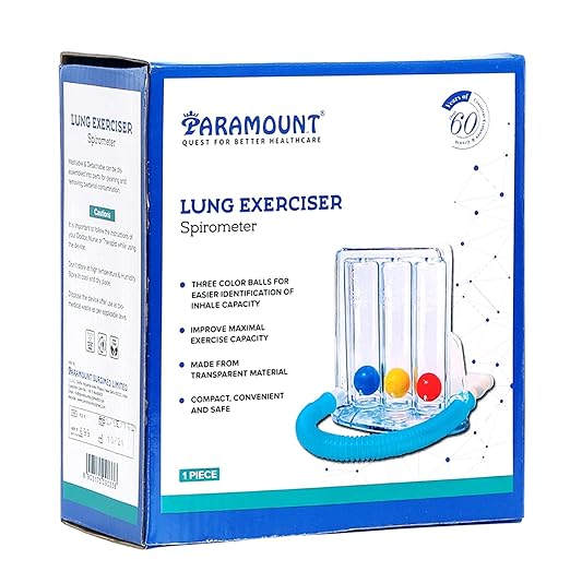 Paramount 3 Ball Spirometer | Lung Exerciser | Respiratory Exerciser | Breathing Exercise | Respirometer | Breath Measurement System | Deep Breathing Lung Exerciser | Washable, Hygienic & Detachable- Pack Of 1 ( White )