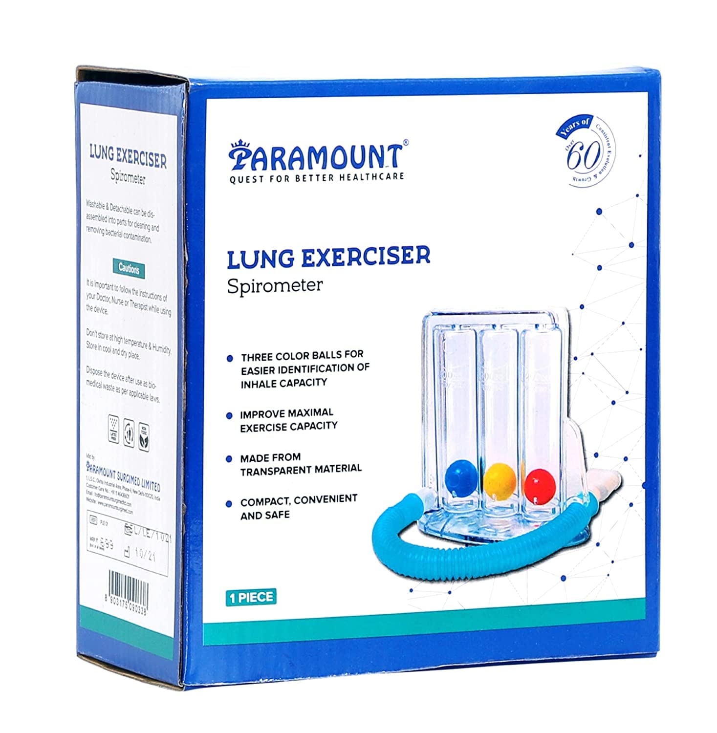 Buy Paramount 3 Ball Spirometer Lung Exerciser Respiratory