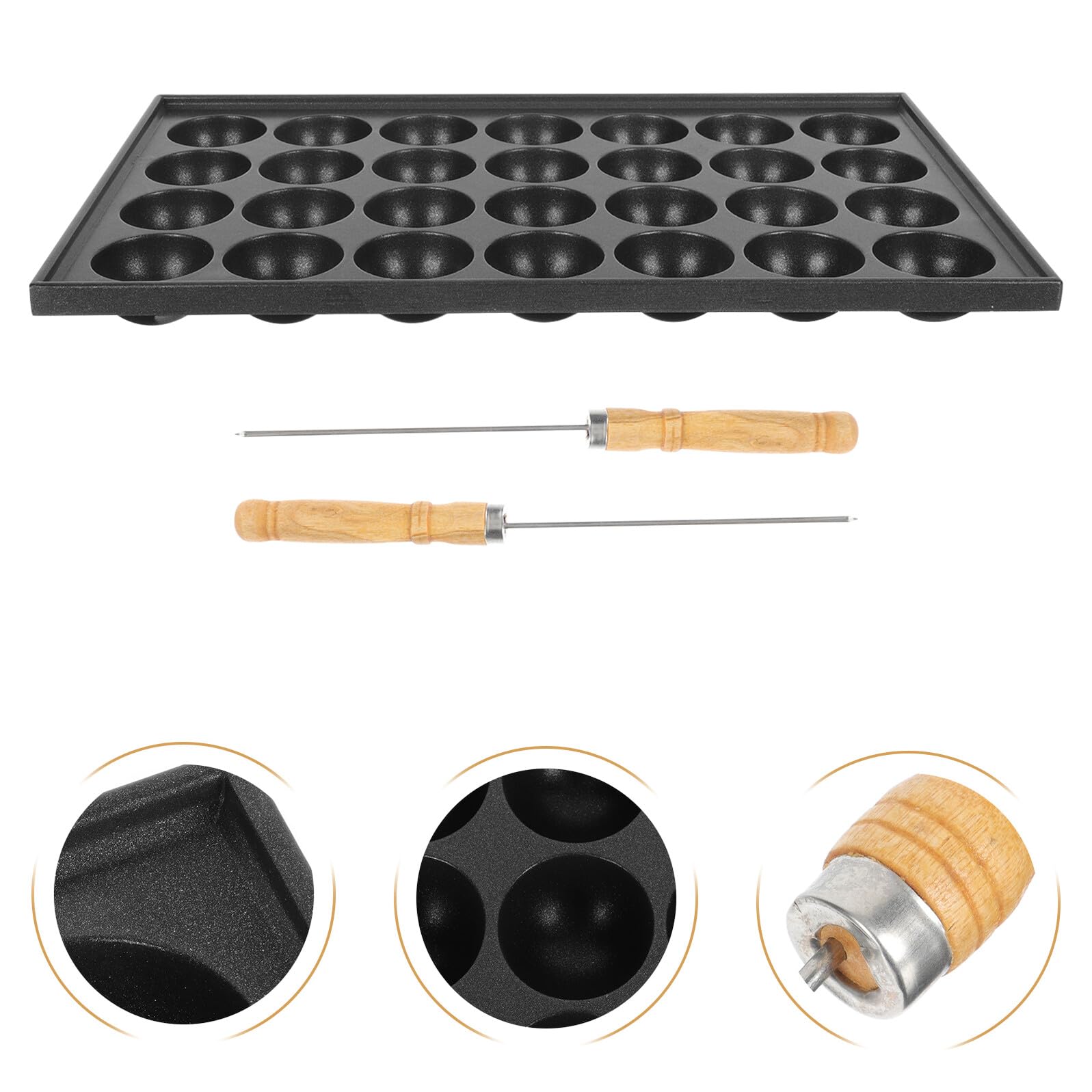 Bandeja para Hornear de Hierro Fundido para Takoyaki y Huevos, Ligera y Antiadherente, Adecuado para Cocinar en Casa y Repostería DIY