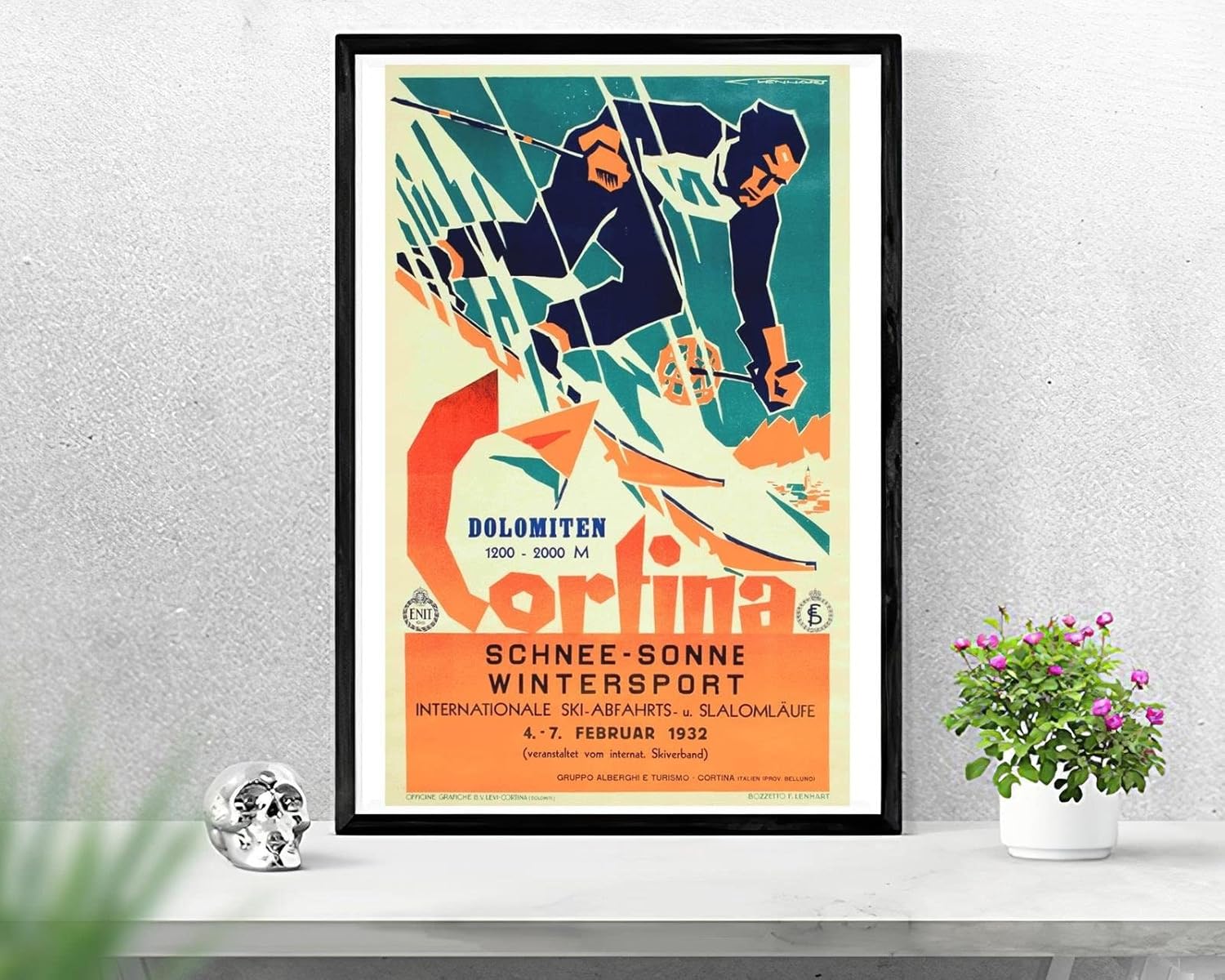 Cortina Dolomiten Snow Sun Winter Sport 1932 Ski Poster, Vintage Travel  Poster, Italy Skiing Print, Dolomites Tourism Print, Ski Resort Art : Home  \u0026 Kitchen