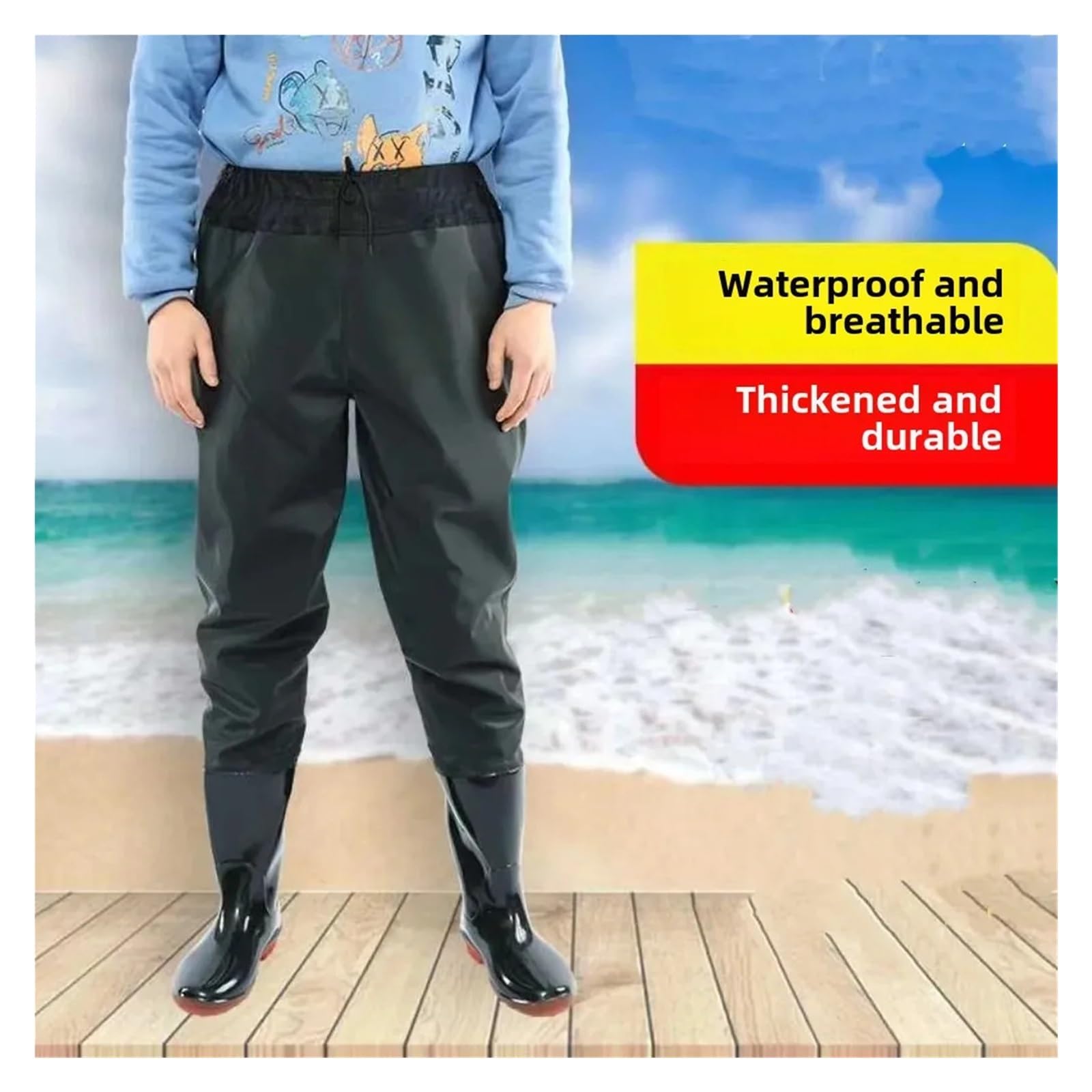 Angelhose Wathosen Herren Verschleißfeste Herren-Halbkörper-Fischhauthose, wasserdichte Angeloveralls, ultraleichte, regenfeste Wathose, verdickt