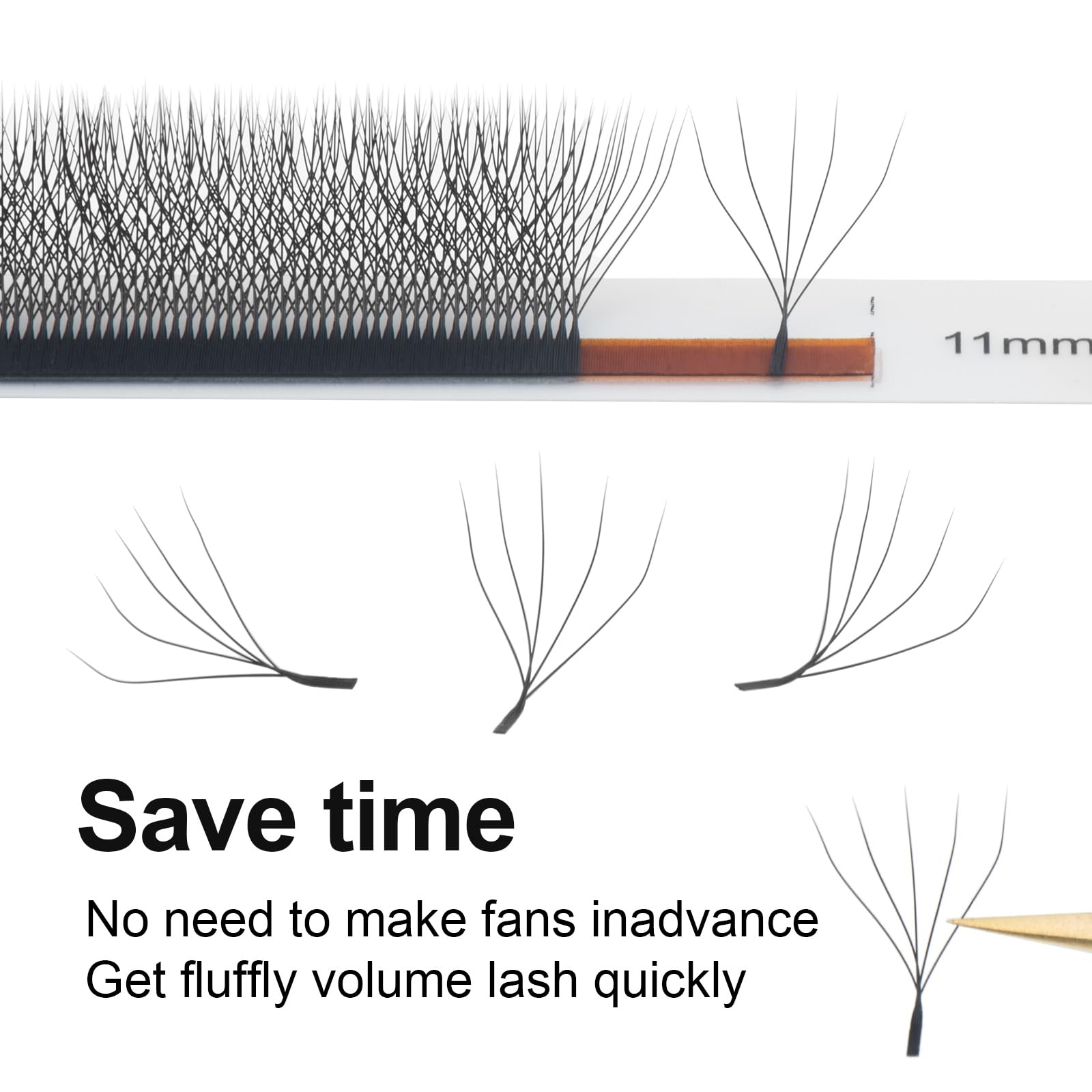 COZBIRD W Eyelash Extension 5D W Shaped Lashes Volume Premade Fan 0.07mm C curl 8-15mm Mix Tray Faux Mink Matte Black Fluffy Cluster Easy Fanning yy Lash 12 Rows - Image 3