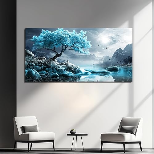 Miniatura 8 de KELIYUAN Lienzo decorativo para pared de sala de estar, dormitorio, decoración de pared, imágenes de paisaje en blanco y negro, pintura de pared de
