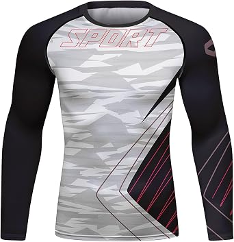 Red Plume Mens Compression Sports Shirt Cool 3D Bat Long Sleeve Tee