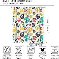 Vista 135 de Cortinas opacas con estampado de patas de perro, estampado de patas de perro y huesos, tratamiento de ventana, cortinas con aislamiento térmico