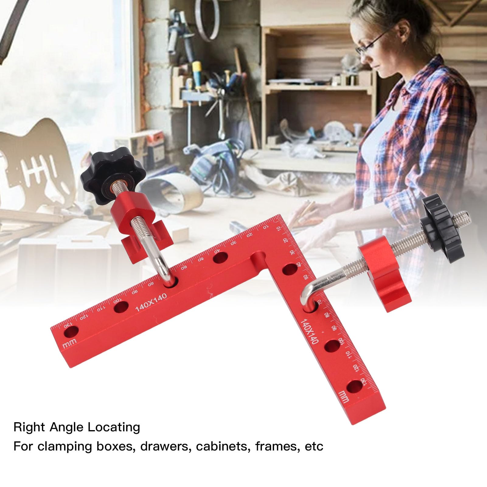 2 Sets Right Angle Cabinet Clamp 90 Degree Locating Square Woodworking L Shaped Fixture for Furniture Making 140x140mm