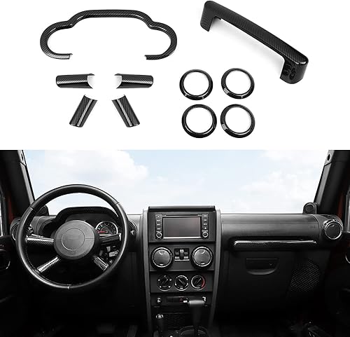 Jimen Compatible con Jeep Wrangler JK & Unlimited 2007-2010, 10 piezas de panel de consola central y ventilación de aire acondicionado y
