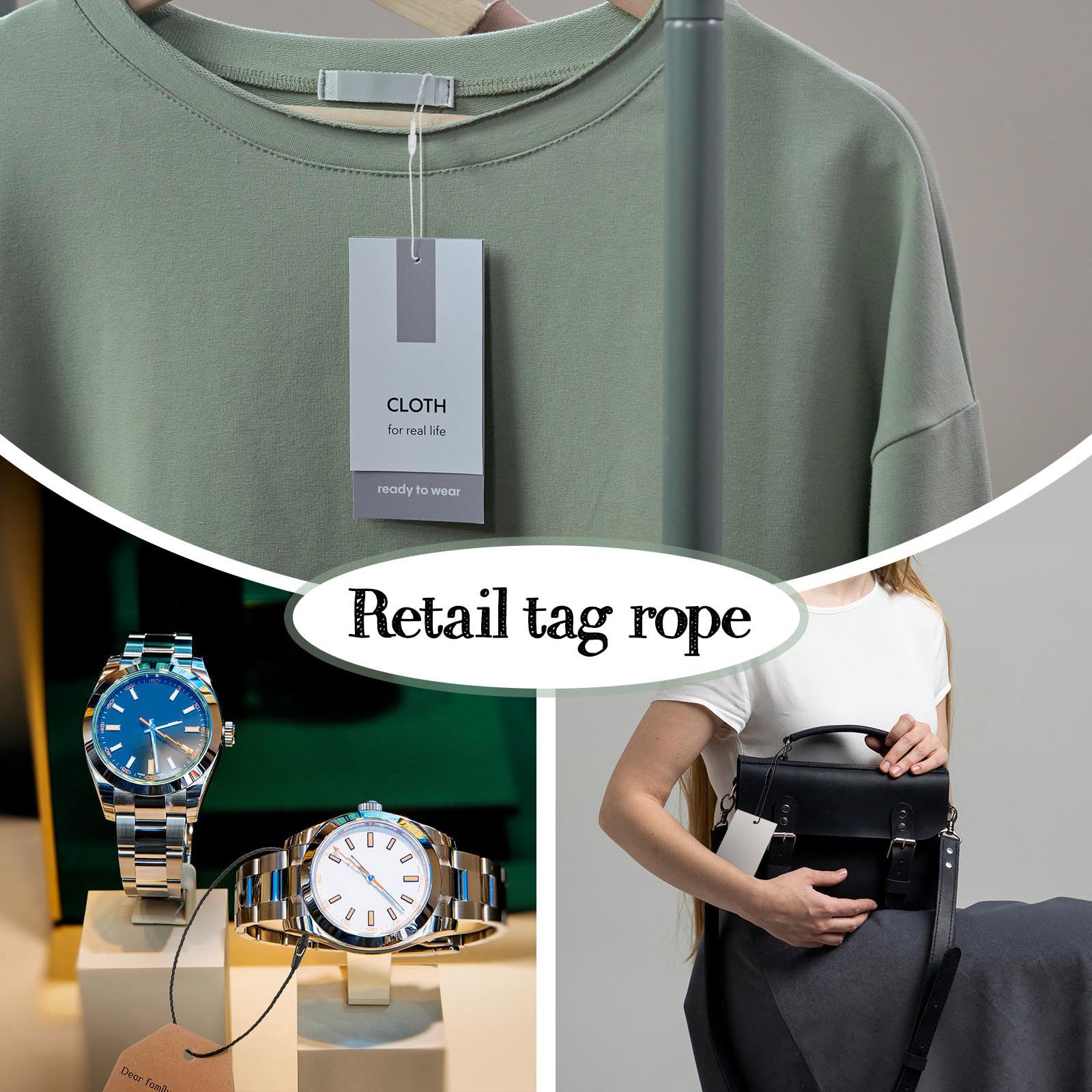 Corde Per Etichette In Poliestere - 200 Pezzi Con Chiusura A Scatto Per Prezzi E Abbigliamento - Foto 11