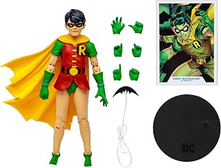 McFarlane Toys, 7-Inch DC Rebirth Robin Dick Grayson Gold Label Action Figure with 22 Moving Parts, Collectible DC Multiverse Movie Figure with Stand Base Unique Collectible Character Card – Ages 12+