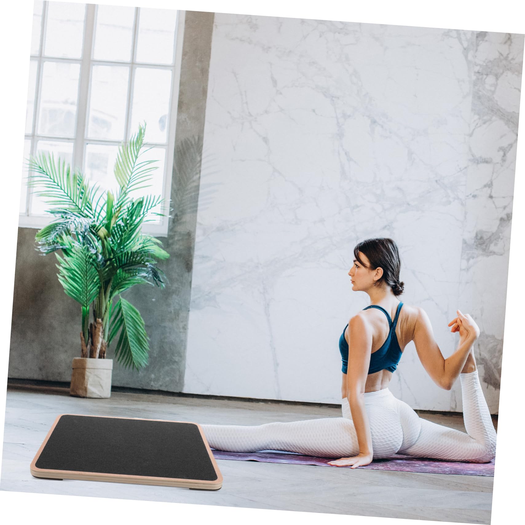 Happyyami Tavola in Legno Nera, Forma Quadrata, per Adulti, per Allenamento Fitness e Yoga, Stabilità e Supporto in Palestra