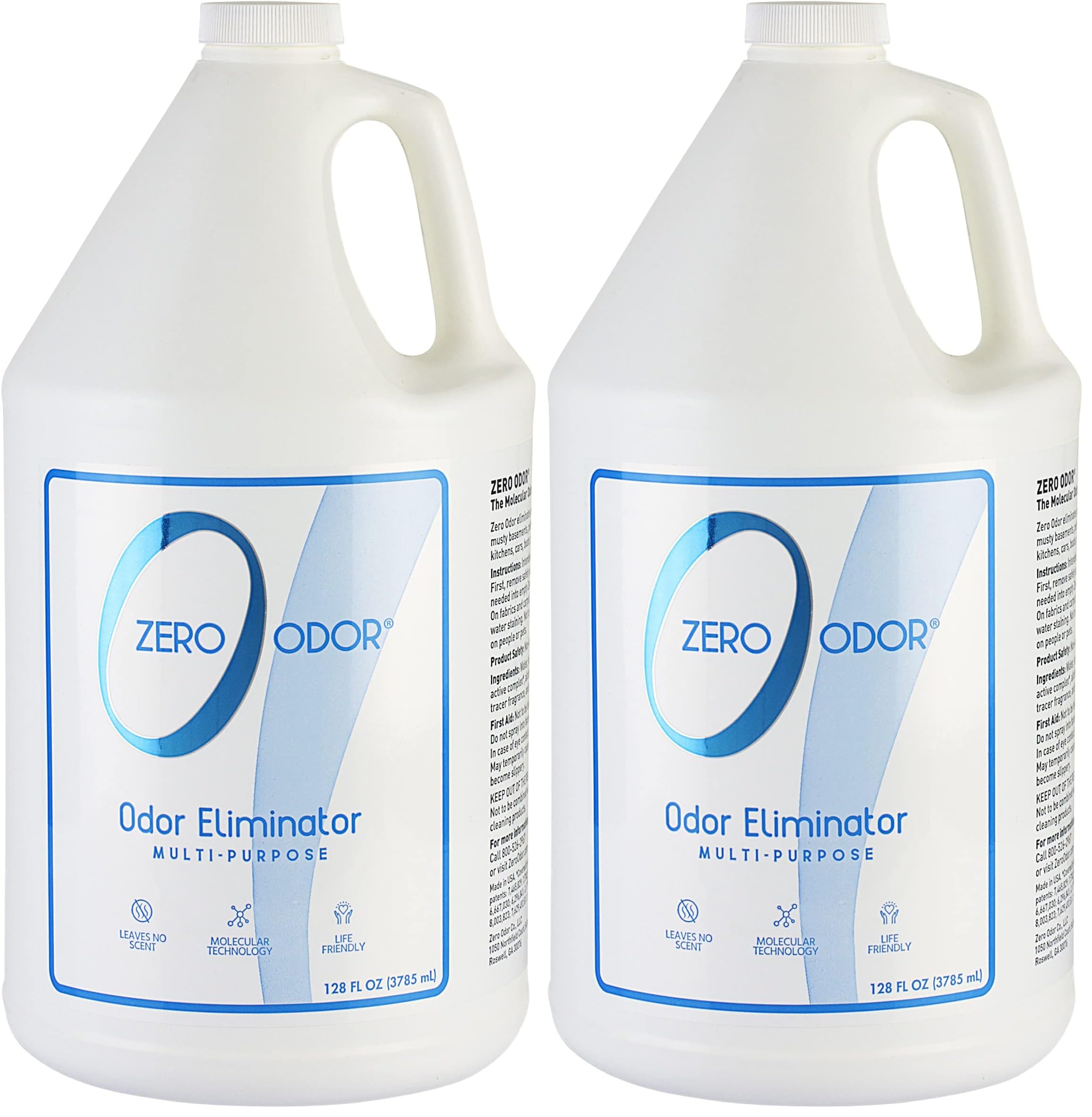 Zero Odor Multi-Purpose Odor Eliminator, Air and Surface Odor Remover for Home, Bathroom, Kitchen, and Closet, Refill, 128 oz (Pack of 2)