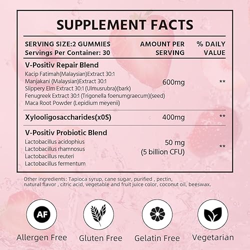 Miniatura 7 de Gomitas probióticas para mujer, 60 unidades, para equilibrio del pH y apoyo de la flora