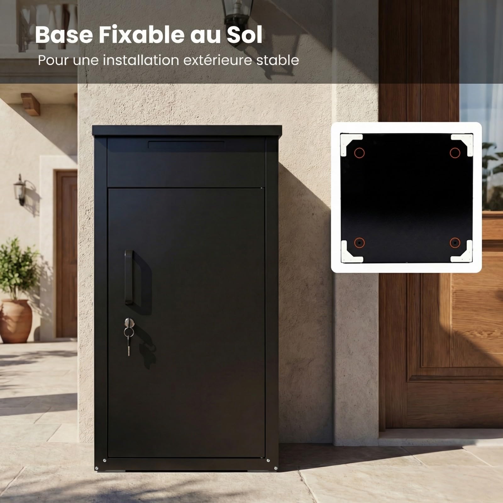 COSTWAY Boîte aux Lettres pour Colis avec Serrure pour l'Extérieur, Grande Boîte de Colis en Acier Galvanisé avec Panneau Antivol Serrure à Code Surface Étanche, pour Maison Véranda